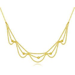 18k Yellow Gold Bead Chain Necklace for Women, Real 18 Carat Gold Collar Necklace, Fine Jewelry Gifts for Her, 16-17 Inch