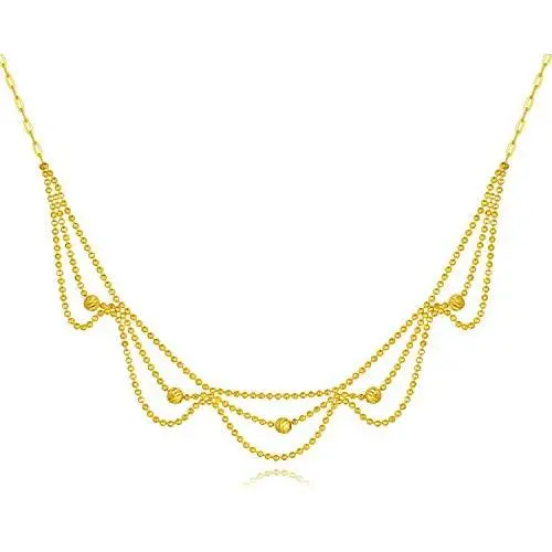 18k Yellow Gold Bead Chain Necklace for Women, Real 18 Carat Gold Collar Necklace, Fine Jewelry Gifts for Her, 16-17 Inch 18k Yellow Gold Bead Chain Necklace for Women, Real 18 Carat Gold Collar Necklace, Fine Jewelry Gifts for Her, 16-17 Inch