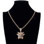 charlinliol 18k Gold Plated Necklace Iced Out 900 Pieces Cubic Zirconia Stones Pokemon Gengar Pendant Hip Hop Jewelry Chain for Men and Women