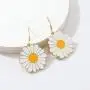 Enamel Daisy Dangle Earrings Lightweight Sunflower Tiny Small Daisy Drop Earrings for Women and Girls