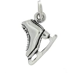 Sterling Silver Oxidized Double Sided Figure Skate Ice Skate Charm