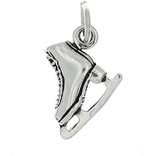 Sterling Silver Oxidized Double Sided Figure Skate Ice Skate Charm