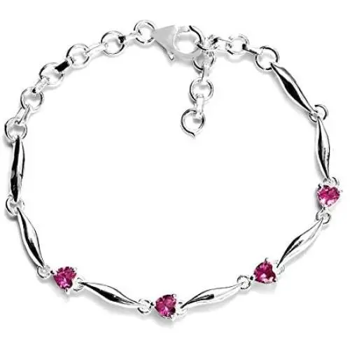 Shop LC 925 Sterling Silver Ruby Love Heart Station Birthday Bracelet for Women Fashion Jewelry 7.25'' Cttw 1.1 Shop LC 925 Sterling Silver Ruby Love Heart Station Birthday Bracelet for Women Fashion Jewelry 7.25'' Cttw 1.1