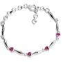 Shop LC 925 Sterling Silver Ruby Love Heart Station Birthday Bracelet for Women Fashion Jewelry 7.25'' Cttw 1.1