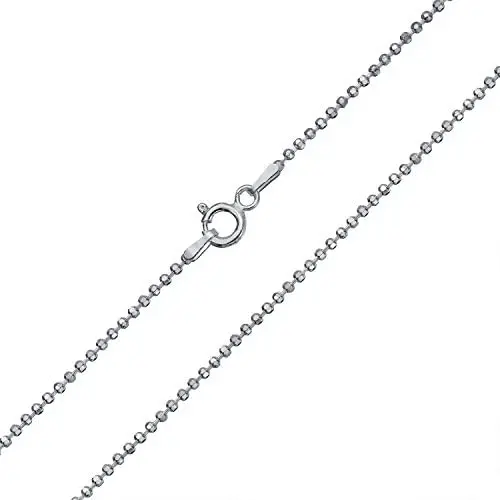 150 Gauge 925 Sterling Silver Sparkle Diamond Cut Ball Shot Bead Chain Necklace For Women 16 18 20 24 Inch Made In Italy