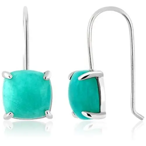 Gem Stone King 925 Sterling Silver Amazonite Earrings For Women (8.75 Cttw Cabochon Square Cut 10MM) Gem Stone King 925 Sterling Silver Amazonite Earrings For Women (8.75 Cttw Cabochon Square Cut 10MM)