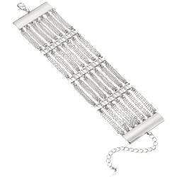 Steve Madden Rhinestone Curb Chain Wide Bracelet for Women