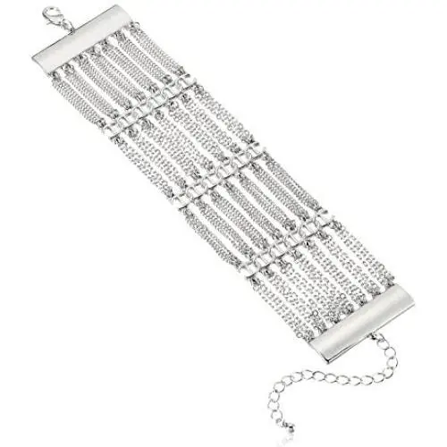 Steve Madden Rhinestone Curb Chain Wide Bracelet for Women Steve Madden Rhinestone Curb Chain Wide Bracelet for Women