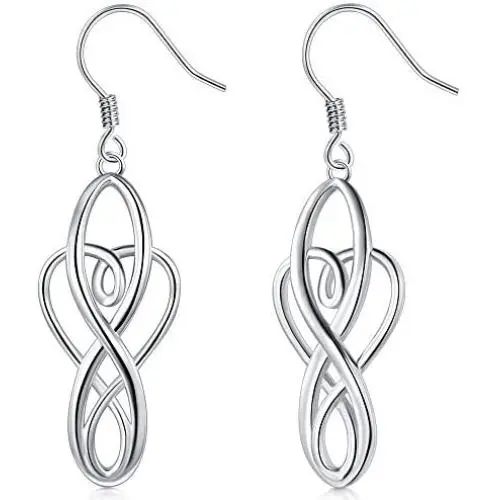 925 Sterling Silver Earrings, BoRuo Celtic Knot Dangle Earrings Good Luck Irish Celtic Knot Vintage Dangles for Women Teardrop Earrings