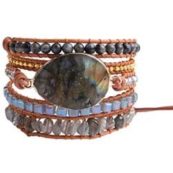 YGLINE Leather Handmade 7 Chakra Yaga Bead Wrap Bracelet Jewelry