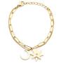 KLKE Gold Charm Bracelets for Women Moon and Star Jewelry Layered Friendship Bracelets Womens Day Birthday Gifts 14K Gold Plated Stainless Steel