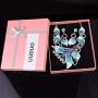 Vintage Statement Necklace and Earrings Set Flower Leaf Pendants Bib Necklaces Fashion Chunky Jewelry for Women Girls