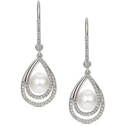 SWEETV Pearl Drop Wedding Bridal Earrings for Women,Bridesmaids,Brides