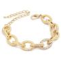 Cable Link Bracelets Two Tone Circles Chain Silver and Gold Wire Link Bangle Bracelets Chunky Flat Metal Twisted Cable Chain Bracelets Jewelry Adjustable Fashion Paperclip Link Bracelets