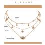 Edary Layered Necklaces Gold Choker with Evil Eye Rhinestone and Star Jewelry for Women and Girls