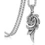 FIZIZDH Stainless Steel Bath Fire Reborn Phoenix Fire Pendant Necklace Unisex 24 inch Keel Link Chain