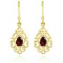 Sterling Silver Genuine or Created Gemstone Filigree Heart Teardrop Dangle Earrings