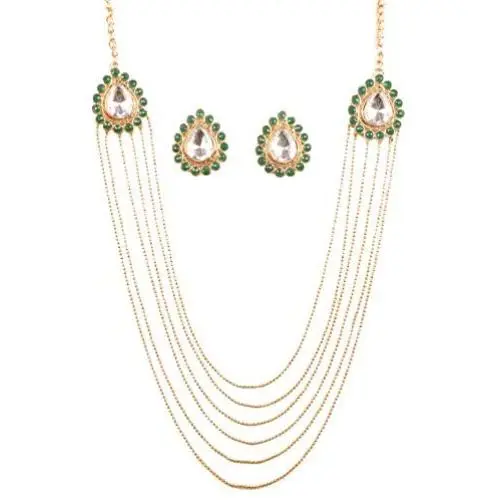Touchstone Indian Bollywood Handcrafted Traditional Royal Mughal Kundan Polki Meenakari Enamel Colorful Wedding Designer Jewelry Long Necklace Set in Gold and Silver Tone for Women. Touchstone Indian Bollywood Handcrafted Traditional Royal Mughal Kundan Polki Meenakari Enamel Colorful Wedding Designer Jewelry Long Necklace Set in Gold and Silver Tone for Women.