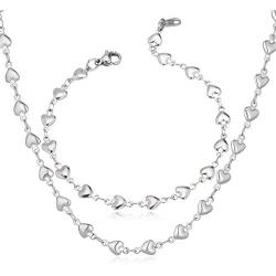 U7 Heart Charm Bracelet Stainless Steel Dainty Link Chain Dainty Jewelry Custom Initials Charm/Love Heart Bracelet for Women Girls,Length Adjustable 7-10 Inch