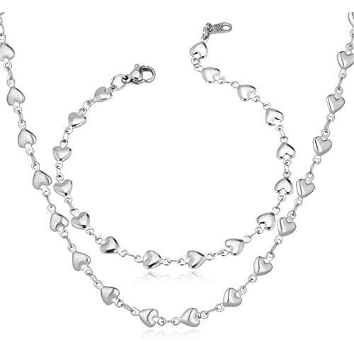 U7 Heart Charm Bracelet Stainless Steel Dainty Link Chain Dainty Jewelry Custom Initials Charm/Love Heart Bracelet for Women Girls,Length Adjustable 7-10 Inch