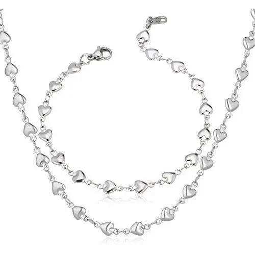 U7 Heart Charm Bracelet Stainless Steel Dainty Link Chain Dainty Jewelry Custom Initials Charm/Love Heart Bracelet for Women Girls,Length Adjustable 7-10 Inch
