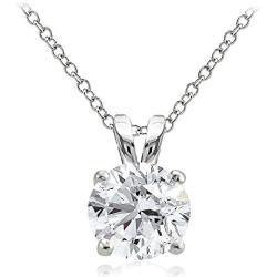 Hoops & Loops Sterling Silver Cubic Zirconia Round Solitaire Necklace