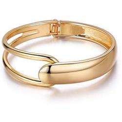 ORTOPEDIA Womens Fashion Bracelet Minimalist Style Wide Alloy Gold Plated Bangle Warp Cuffs Jewelry