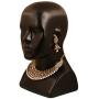 Touchstone Indian Bollywood Traditional Studded Look Rhinestone Pretty Wedding Designer Jewelry Necklace Set in Antique Gold Tone for Women.