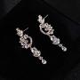 CZ Bridal Earrings for Wedding 14k White Gold Plated Wedding Earrings for Bride Bridesmaids Crystal Cubic Zirconia Rhinestone Cluster Floral Leaf Earrings Elegant Bridal Jewelry for Women Girls
