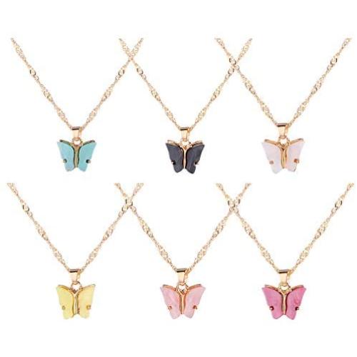 Butterfly Necklace Earrings Set Colorful Acrylic Charm Hoop Earring Fashion Jewelry Gifts for Women Girls