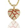 Hip Hop Bubble Broken Heart Pendant Necklace Iced Out Broken Heart 14K Gold Plated Full CZ Diamond Necklace with 24 inches Chain for Men Women Gold
