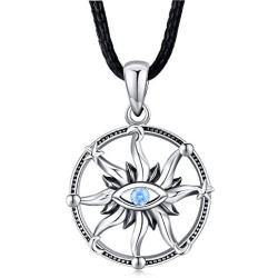 Eusense Evil Eye Necklace Sterling Silver Hamsa Necklaces Hand of Fatima Pendant for Women