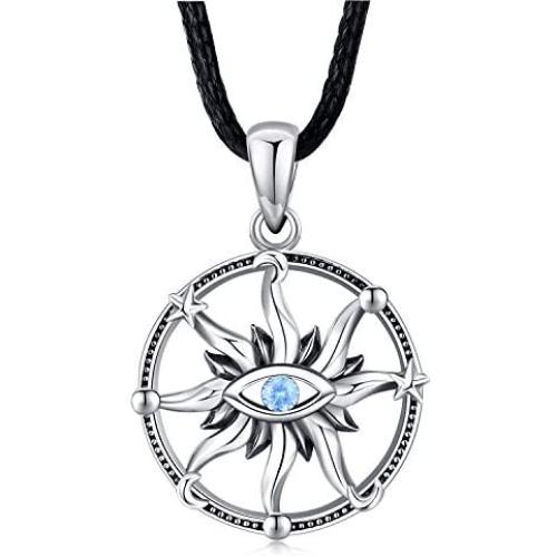 Eusense Evil Eye Necklace Sterling Silver Hamsa Necklaces Hand of Fatima Pendant for Women