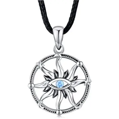Eusense Evil Eye Necklace Sterling Silver Hamsa Necklaces Hand of Fatima Pendant for Women Eusense Evil Eye Necklace Sterling Silver Hamsa Necklaces Hand of Fatima Pendant for Women