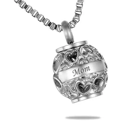 HooAMI Hollow Heart Mom+Always in My Heart Cremation Urn Necklace Memorial Pendant HooAMI Hollow Heart Mom+Always in My Heart Cremation Urn Necklace Memorial Pendant