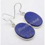 SilverStarJewel 925 Solid Silver Navy Blue 15 x 20 mm Lapis Lazuli Flat Earrings 1.6''