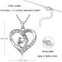 BLOVIN 925 Sterling Silver Mother and Child Love Heart Pendant Necklace Jewelry Gifts for Grandmother Mom Daughter Wife