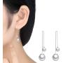 Pearl Dangle Drop Threader Earrings, Long Freshwater Cultured Double Sided Pearl Jewelry for Women Girls