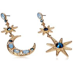 Betsey Johnson Womens Moon and Star Drop Earrings