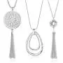 SEVENSTONE 3PCS Long Pendant Necklaces for Women Knot Disk Circle Tassel Statement Sweater Necklace Set SEVENSTONE 3PCS Long Pendant Necklaces for Women Knot Disk Circle Tassel Statement Sweater Necklace Set