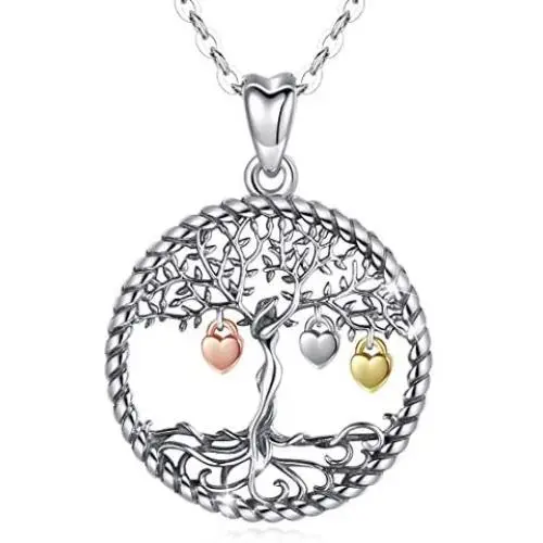 LOOVE Tree of Life Necklace Sterling Silver Family Tree Heart Pendant with 18'' Chain, Charm Jewelry for Women Girl Mom Wife Child LOOVE Tree of Life Necklace Sterling Silver Family Tree Heart Pendant with 18'' Chain, Charm Jewelry for Women Girl Mom Wife Child