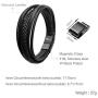 Maerzl Mens Bracelet Leather Magnetic Stainless Steel Clasp Wrap Genuine Leather Braided Bracelet Wrist Cuff Bangle