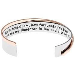 Daughter-In-Law Gifts, That You Are My Daughter-In-Law And Also My Friend Bracelet Message Cuff.