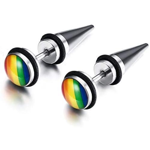 Nanafast Rainbow LGBT Pride Stud Earrings for Gay Lesbian of Stainless Steel & Enamel