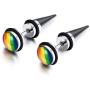 Nanafast Rainbow LGBT Pride Stud Earrings for Gay Lesbian of Stainless Steel & Enamel