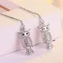 HZJCC Crystal owl dangle earrings for women long chain Artificial pearls earring crystal Animal jewelry valentine gift