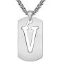 Silove Initial Letter Necklaces for Men Stainless Steel Dog Tag Pendant 26 Capital Alphabet with Box Chain 22 Inch Punk Jewelry