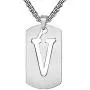 Silove Initial Letter Necklaces for Men Stainless Steel Dog Tag Pendant 26 Capital Alphabet with Box Chain 22 Inch Punk Jewelry