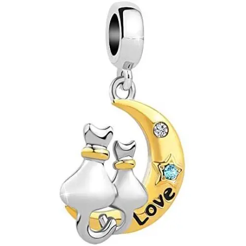 SexyMandala Cute Cat on The Moon Charm Love Pet Animal Birthstone Bead fit Pandora Bracelets SexyMandala Cute Cat on The Moon Charm Love Pet Animal Birthstone Bead fit Pandora Bracelets