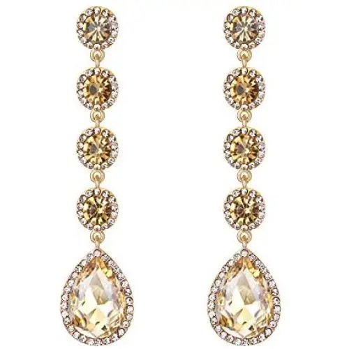 BriLove Womens Elegant Wedding Bridal Crystal Beaded Teardrop Chandelier Dangle Earrings BriLove Womens Elegant Wedding Bridal Crystal Beaded Teardrop Chandelier Dangle Earrings
